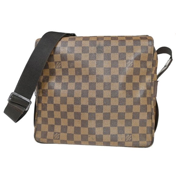 LOUIS VUITTON Naviglio Shoulder Bag Damier Ebene Leather Brown N45255 80HB689 - Picture 1 of 16